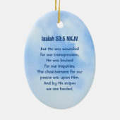 Lichtblauw Christelijk Kruis Bijbel Verse Healing Keramisch Ornament (Achterkant)