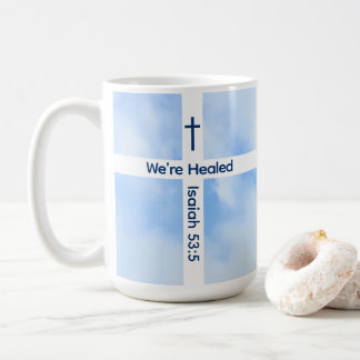 Lichtblauw Christelijk Kruis Bijbel Verse Healing Koffiemok