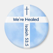 Lichtblauw Christelijk Kruis Bijbel Verse Healing Magneet (Voorkant)
