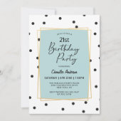 Lichtblauw Confetti Polka Dots 21e Verjaardagsfees Kaart (Voorkant)