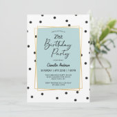 Lichtblauw Confetti Polka Dots 21e Verjaardagsfees Kaart (Staand voorkant)