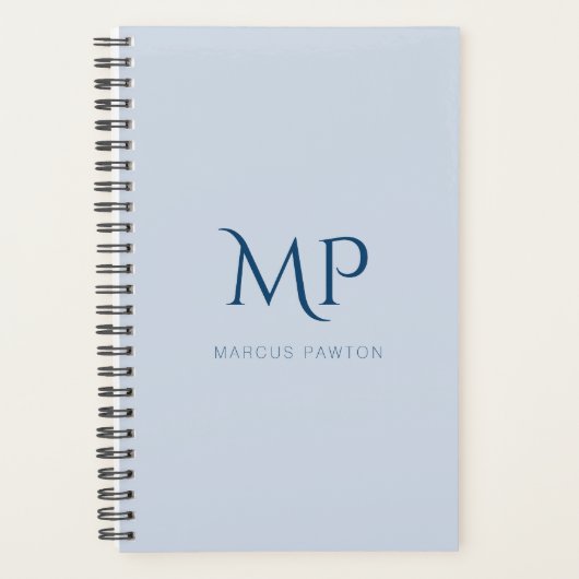 Lichtblauw Custom Monogram 2026 Planner (Voorkant)