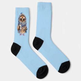 lichtblauw Cute Owl drink chocolade-sokken Sokken