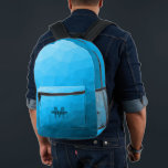 Lichtblauw cyaan geometrisch maaspatroon Monogram Bedrukte Rugzak<br><div class="desc">Lichtblauwe cyaan geometrisch mesh patroon Monogram gedrukte rugzak. Cool mode accessoire tas voor iedereen. Blauw driehoekig geometrisch gaas met een licht tot donker ombre verloopontwerp. Creëer Een unieke en gepersonaliseerde rugzak met een custom touch! Modern monogram met je initiaal en jouw naam voor die extra persoonlijke flair.</div>