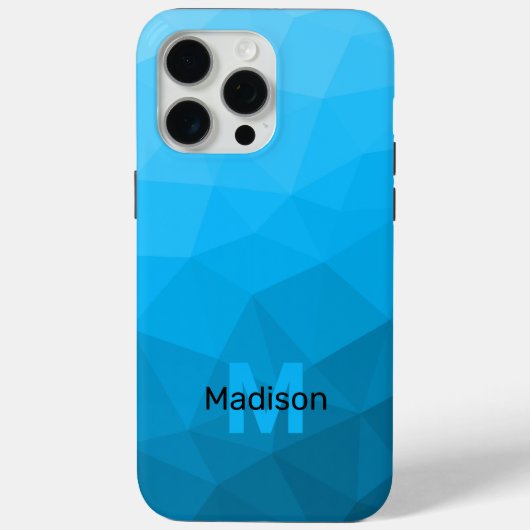 Lichtblauw cyaan geometrisch mesh patroon Monogram Case-Mate iPhone Case (Achterkant)