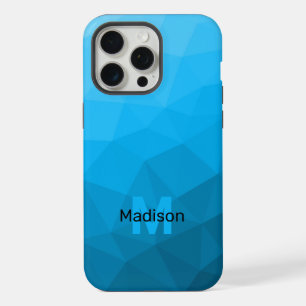 Lichtblauw cyaan geometrisch mesh patroon Monogram iPhone 15 Pro Max Case