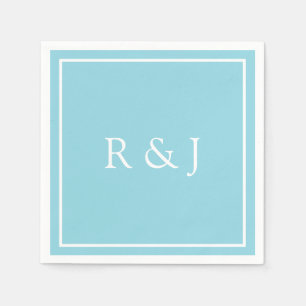 Lichtblauw Cyaan Monogram Initiaal Ampersand Bruil Servet