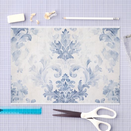 Lichtblauw Damask Tissue Paper Tissuepapier (Craft)