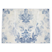 Lichtblauw Damast Groot Groot Cadeauzakje (Voorkant)