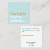 Lichtblauw dank u Customer Appreciation Insert Vierkante Visitekaartje (Voorkant / Achterkant)