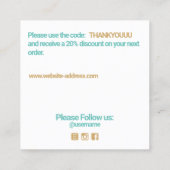 Lichtblauw dank u Customer Appreciation Insert Vierkante Visitekaartje (Achterkant)