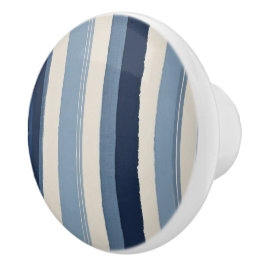 lichtblauw, donkerblauw en witte strepen keramische knop