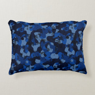 lichtblauw, donkerblauw, stoffig blauwe camo abstr accent kussen