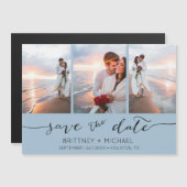 Lichtblauw drie foto save the date (Voorkant / Achterkant)