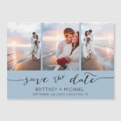 Lichtblauw drie foto save the date (Voorkant)