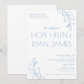 Lichtblauw Eenvoudig Bruiloft Uitnodigen Kaart (Voorkant / Achterkant)