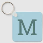  Lichtblauw Eenvoudig Monogram Initiaal Sleutelhan Sleutelhanger (Voorkant)