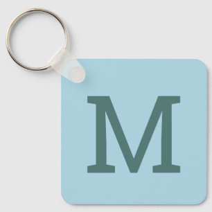 Lichtblauw Eenvoudig Monogram Initiaal Sleutelhan Sleutelhanger