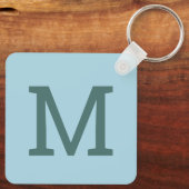  Lichtblauw Eenvoudig Monogram Initiaal Sleutelhan Sleutelhanger (Achterkant)