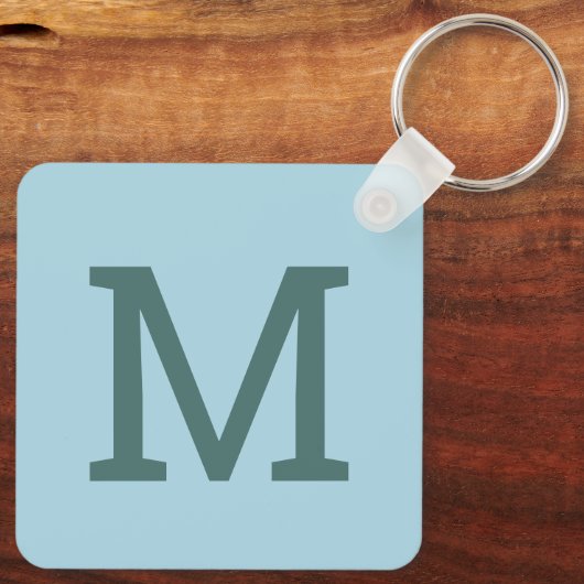  Lichtblauw Eenvoudig Monogram Initiaal Sleutelhan Sleutelhanger (Achterkant)