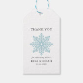 LICHTBLAUW EENVOUDIGE SNEEUWVLOK BRUILOFT DANK U CADEAULABEL (Voorkant)