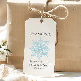 LICHTBLAUW EENVOUDIGE SNEEUWVLOK BRUILOFT DANK U CADEAULABEL