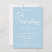 Lichtblauw Eenvoudige Stijl Trouwen Kaart (Voorkant)