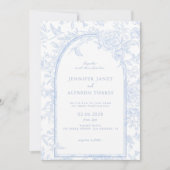 Lichtblauw Elegant Bloemen Huwelijk Kaart (Voorkant)