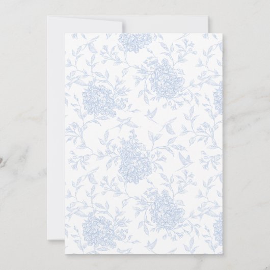 Lichtblauw Elegant Bloemen Huwelijk Kaart (Achterkant)