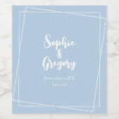 Lichtblauw Elegant Bruiloft Drinken Fles Custom Wijn Etiket (Enkel label)