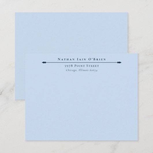 Lichtblauw Elegant Gepersonaliseerd met Naam Adres Notitiekaartje (Voorkant / Achterkant)