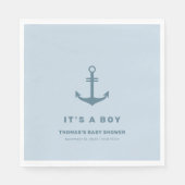 Lichtblauw Elegant Nautisch Anker Baby shower Servet (Voorkant)