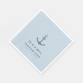 Lichtblauw Elegant Nautisch Anker Baby shower Servet (Hoek)
