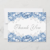 Lichtblauw Elegante Bloemen Quinceanera Bedankkaart (Voorkant)