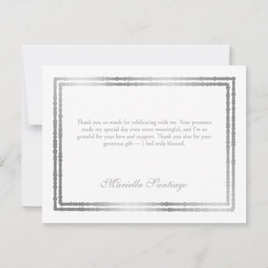 Lichtblauw Elegante Bloemen Quinceanera Bedankkaart (Achterkant)