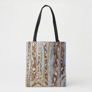 Lichtblauw en bruin bos Canvas tas