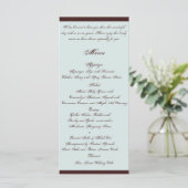 Lichtblauw en Bruin Paisley Bruiloft Menu (Staand voorkant)