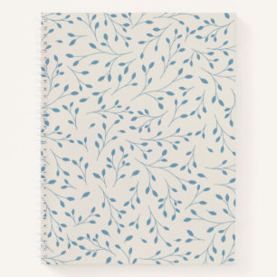 Lichtblauw en Crème Kleurige Delicate Botanische W Notitieboek