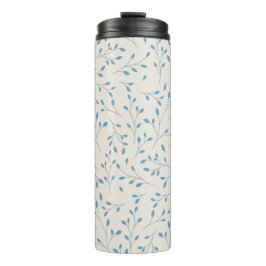 Lichtblauw en Crème Kleurige Delicate Botanische W Thermosbeker