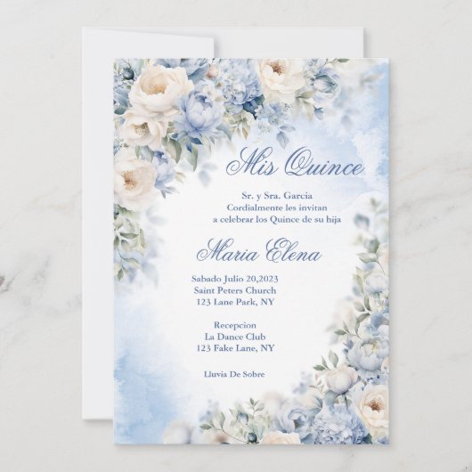 Lichtblauw en crèmekleurige Rozen. Kaart (Voorkant)