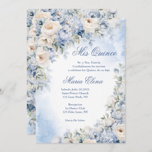 Lichtblauw en crèmekleurige Rozen. Kaart (Voorkant / Achterkant)