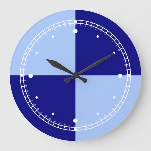 Lichtblauw en donkerblauwe rechthoeken grote klok (Voorkant)