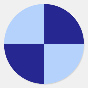 Lichtblauw en donkerblauwe rechthoeken ronde sticker