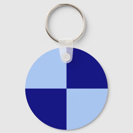 Lichtblauw en donkerblauwe rechthoeken sleutelhanger (Voorkant)