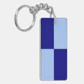 Lichtblauw en donkerblauwe rechthoeken sleutelhanger (Voorkant Links)