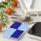 Lichtblauw en donkerblauwe rechthoeken sleutelhanger (Voorkant Rechts)