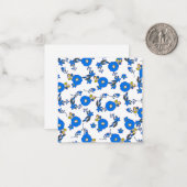 Lichtblauw en gele floraal notitiekaartje (Voorkant / Achterkant in situ)