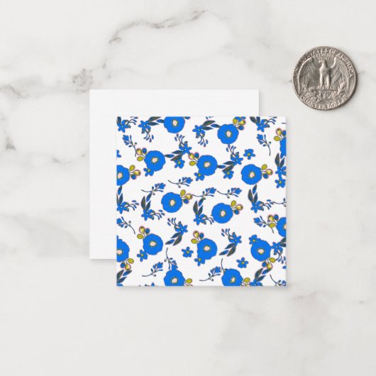 Lichtblauw en gele floraal notitiekaartje (Voorkant / Achterkant in situ)