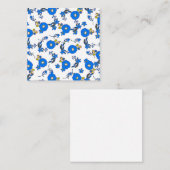 Lichtblauw en gele floraal notitiekaartje (Voorkant / Achterkant)