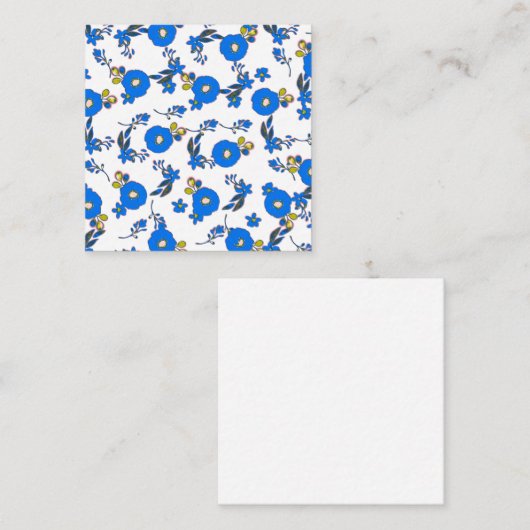 Lichtblauw en gele floraal notitiekaartje (Voorkant / Achterkant)